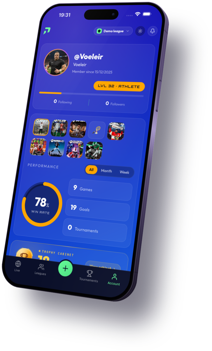 The PlayAsOne account screen on a phone